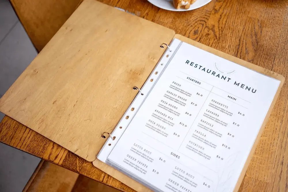 Restaurant menu with food prices illustrating menu pricing and customer value